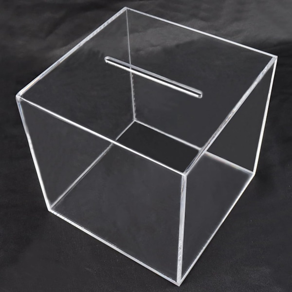 Spargris som inte kan öppnas, genomskinlig spargris i akryl för vuxna och barn, 15× 15× 15cm transparent