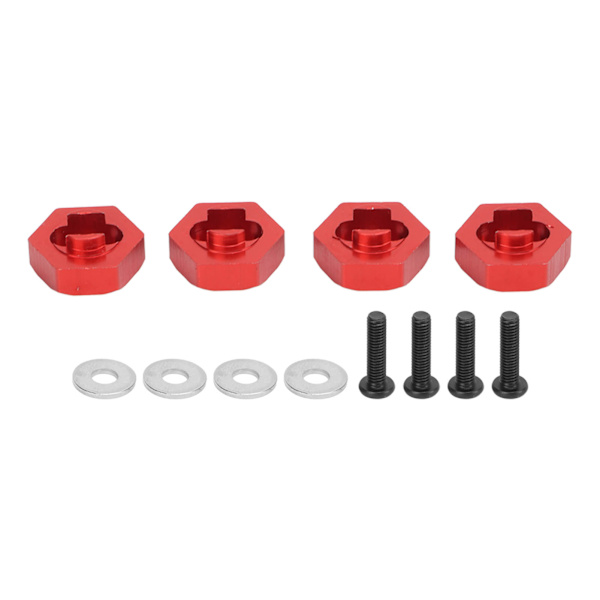 4PCS hjulnavadapter i aluminiumlegering, hjulnavkoppling för Traxxas LaTrax Teton 1/18 RC-bil, röd