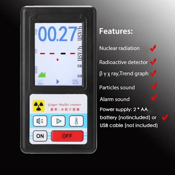 Geigermätare, multifunktionell detektor för kärnstrålning, dosimeter för kärnstrålning, personlig dosimeter, marmordetektorer, beta gamma