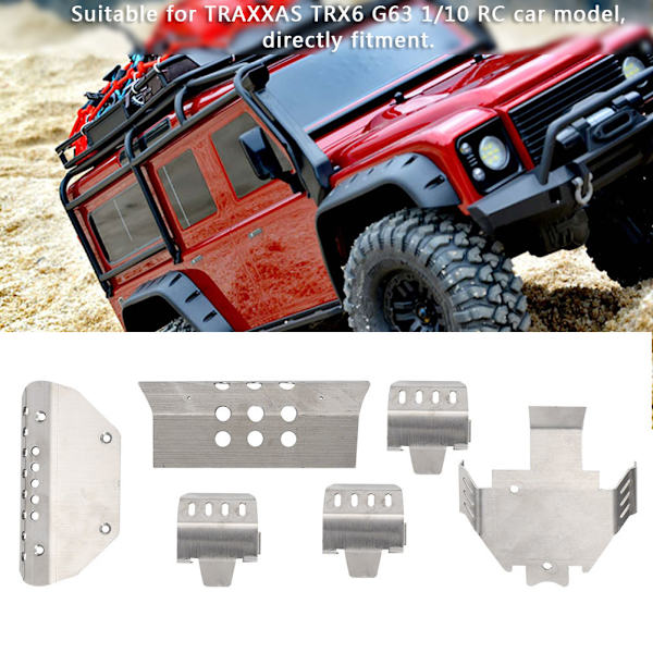 Rostfritt stål chassi skyddsplatta set passar för TRAXXAS TRX6 G63 RC bilmodell