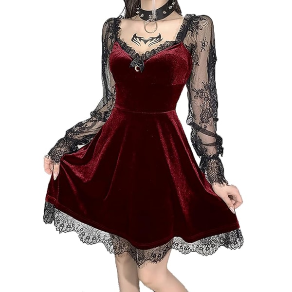 Gotisk klänning cocktailklänning aftonklänning festklänning spetsklänning