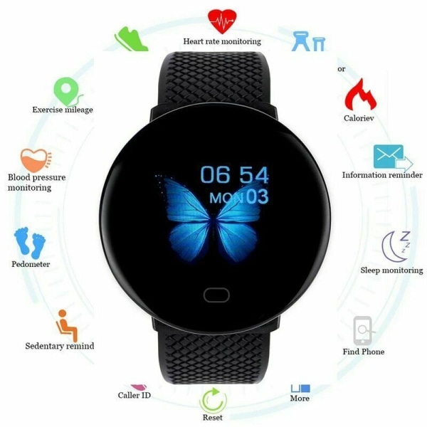 Smartklocka Hjärtfrekvens och Blodtrycksmätare$ Smart Armband, Hjärtfrekvenshälsomonitorering, Bluetooth Informations Push Klocka$ 1,3 Tums Hjärta