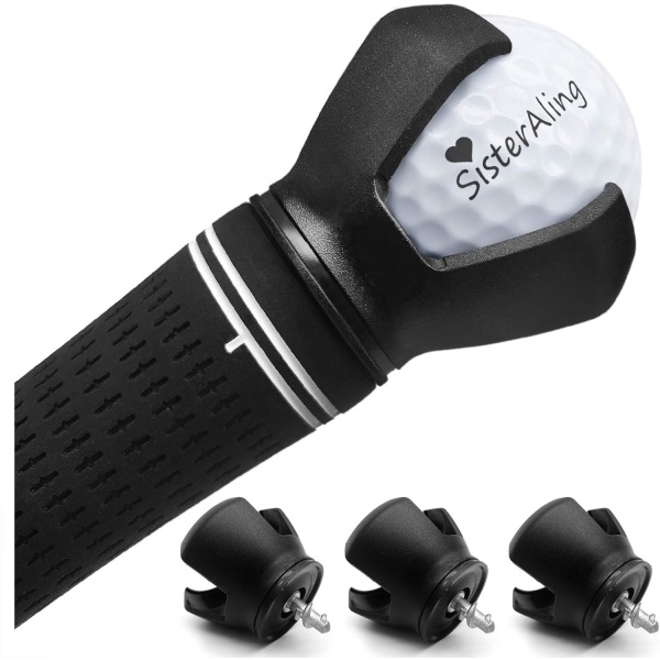 3-stifts golfboll retriever gripupptagning, ryggräddningsklo på puttergrepp, sugkopp bollgripare, sugkopp för golfskruvverktyg (3-pack)