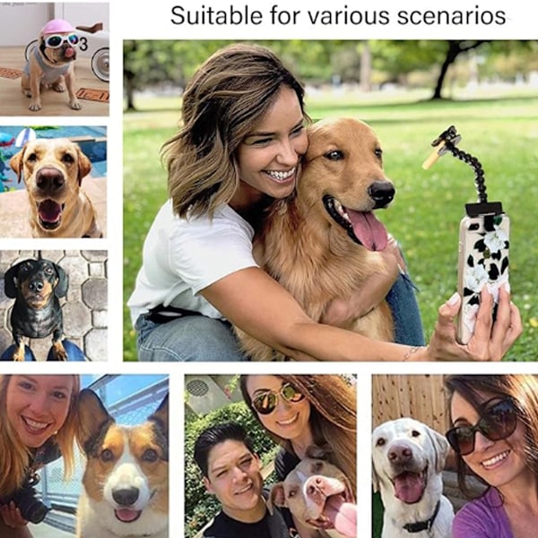 Iögonfallande Selfiestick, Husdjurs-selfieverktyg med blomformad klämma för perfekta foton på smartphones och surfplattor, portabel design (Svart)