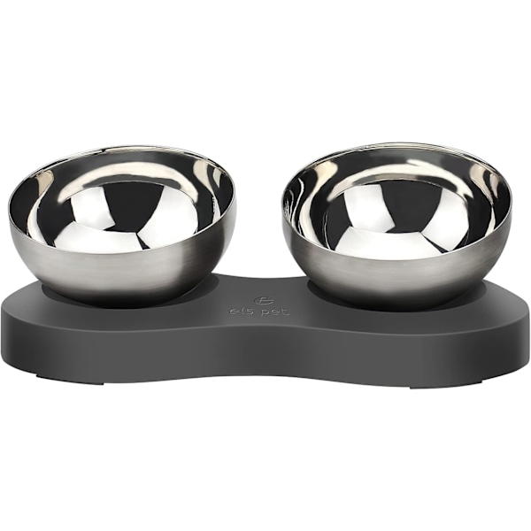 Upphöjd Kattmatskål i Rostfritt Stål, Ergonomisk Design Säkerställer Bekväm Måltid, Halkfri Bas För Stabilitet, Perfekt Bågdesign och Tål Maskindisk