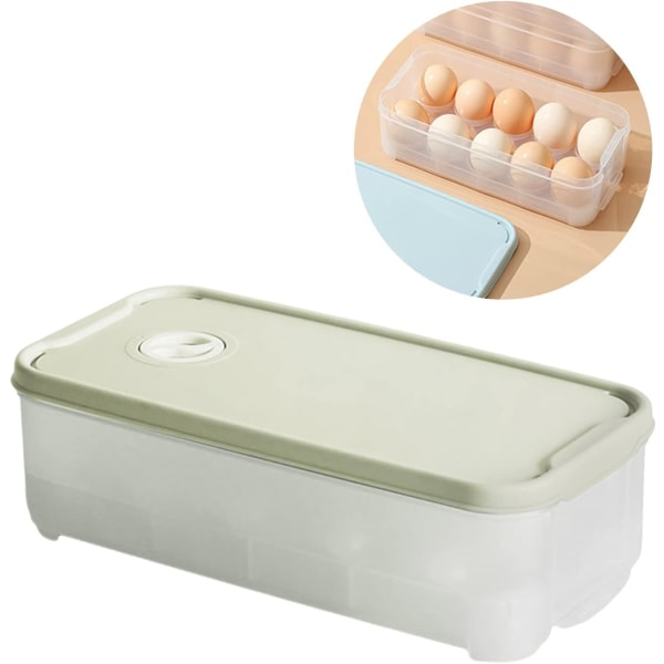 Plast ägglåda, äggförvaringslåda, plast kylskåpsförvaringslåda äggkorg för 10 ägg, äggförvaringslåda, för kylskåp (ljusgrön)