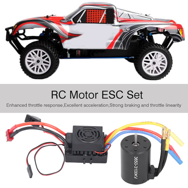 3650 Vattentät 3100KV Borstlös Motor 60A Borstlös ESC Delar Set för 1/10 RC Bil