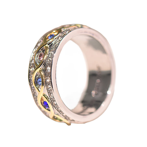 18K guld diamant dubbelfärgad Ring Forever Family Caibao Ring