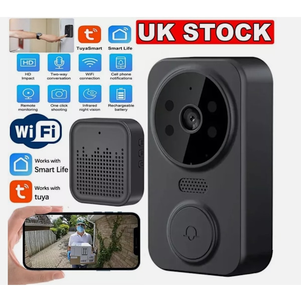 Trådlös Smart Videodörrklocka Wibell Säkerhetsintercom HD Videokamera Dörrklocka