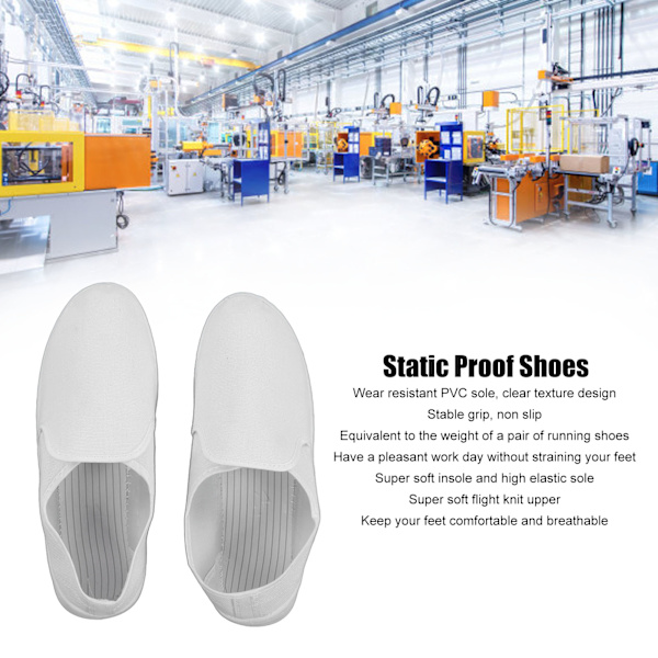 Statiska Säkerhetsskor PVC Canvas Säkra Bekväma för Elektronikfabrik Dammfri Verkstad Vit 38
