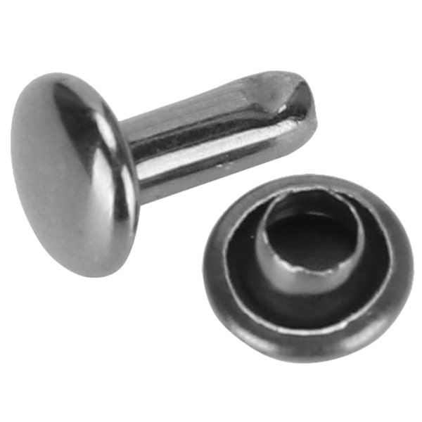 200 st dubbelrunda nitar fästelement läder skor väska kläder tillbehör svart 6 x 8 mm dubbelrunda nitar