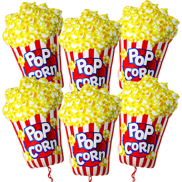 Popcornballonger för popcornfestdekorationer - 26 tums popcornfolieballonger | Popcorn Mylar ballonger för filmkvällstema festdekorationer |