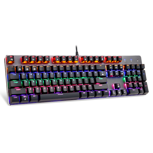 RGB Mekanisk Gamingtangentbord, LED Rainbow Bakgrundsbelyst, Blå Mekaniska Brytare USB Trådbundet Datortangentbord med För Flera Enheter Mobil PC Laptop