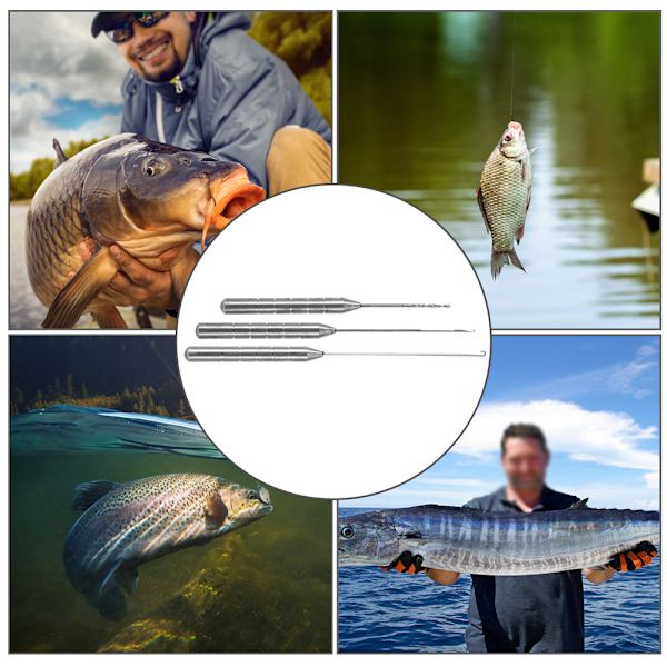 3 st rostfria fiskebete-strängborr-nålar, bärbar rostskyddad fiskeverktyg