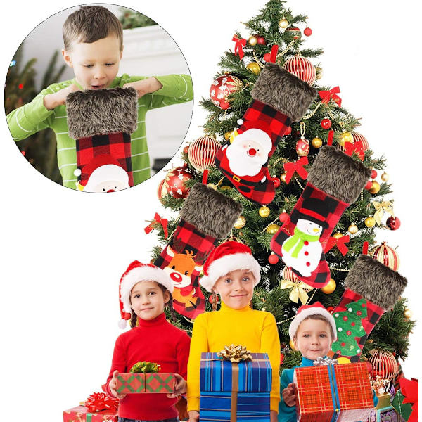 Hängande julstrumpor, hängande strumpor för juldekorationer prydnader presenter strumpor