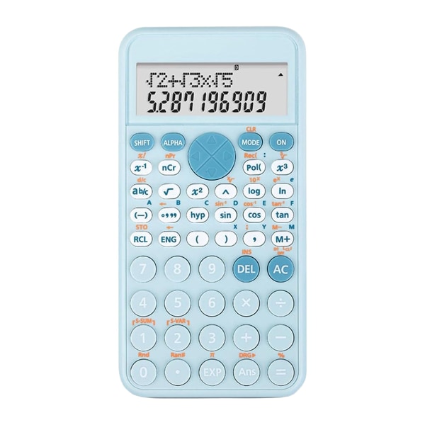 Standard vetenskaplig miniräknare, bärbar och söt skolmaterial, lämplig för grundskolan till högskolestudenter - Blå