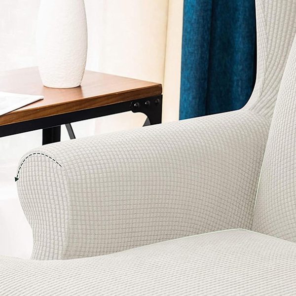 Stretch Slipcovers Soffa Överdrag Möbler Skydd med Elastisk Botten, Anti-Slip Skum 2 Delar Soffa Överdrag, Lycra Spandex Jacquard med Små Rutor