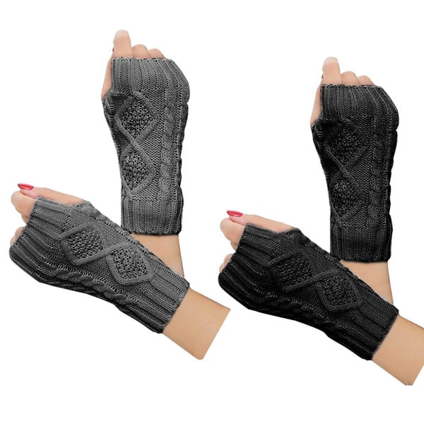 Kvinnor vintervarma stickade fingerhandskar handvirkade tumme tumme