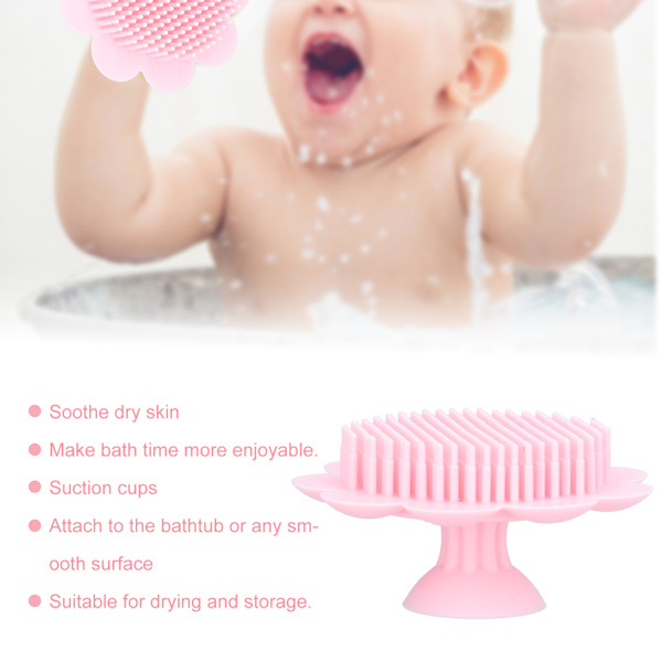 Baby Badborste Kroppsmassage Hudrengöring Silikon Rosa Duschborste för Baby Över 6 Månader Gammal