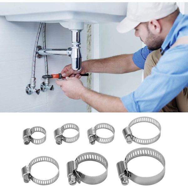 Rostfritt stål enkel öra slangklämma med 6-38mm ringklämma sortiment kit för VVS Auto Användning