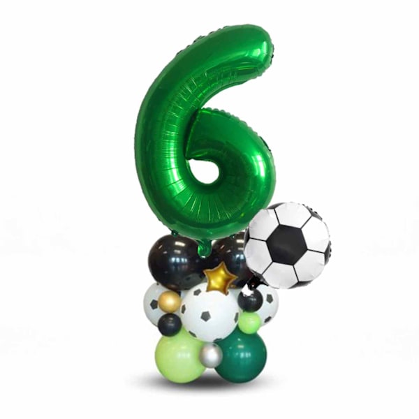 Fotbollsnummer Ballonger Födelsedagsdekorationer, 25 st för Barn Pojkar 6-års Födelsedagsfest Helium Digitala Ballonger Stapel Dekor för Fotbollsälskare Sport