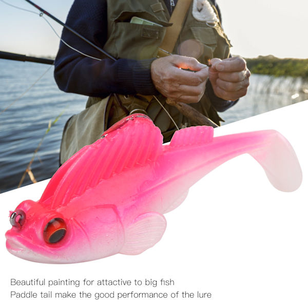 Djupgående paddelstjärt mjuk fiskedrag 75mm/13g Antihanging botten mjukt falskt bete (rosa silverstjärt)