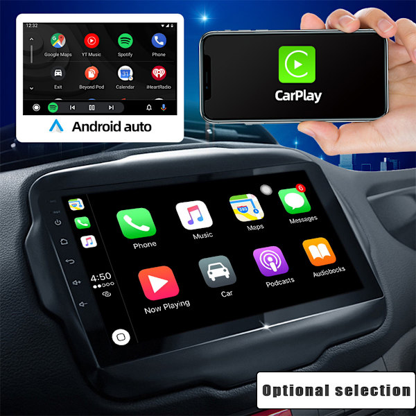 Android-radio 7 tum Touchscreen Bilstereo Dubbel DIN med Bluetooth, GPS-navigering, WiFi, DSP, iOS-spegelkoppling, FM RDS-radio, Backkamera