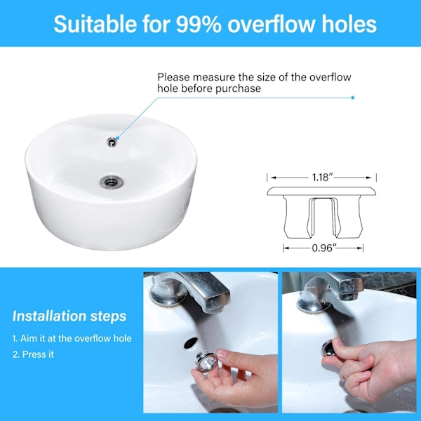 6 st Overflow Ring Vattenfall, Dekorativa Kök Badrum Badrum - Till Sovrum Rund Bassäng Tvättlock