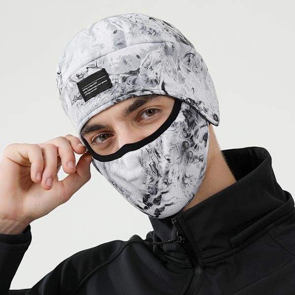 Vintermössa med ansiktsmask, öronvärmare, fleecehjälm, fodermössa för utomhussporter, cykling, löpning, motorcykel, skidåkning