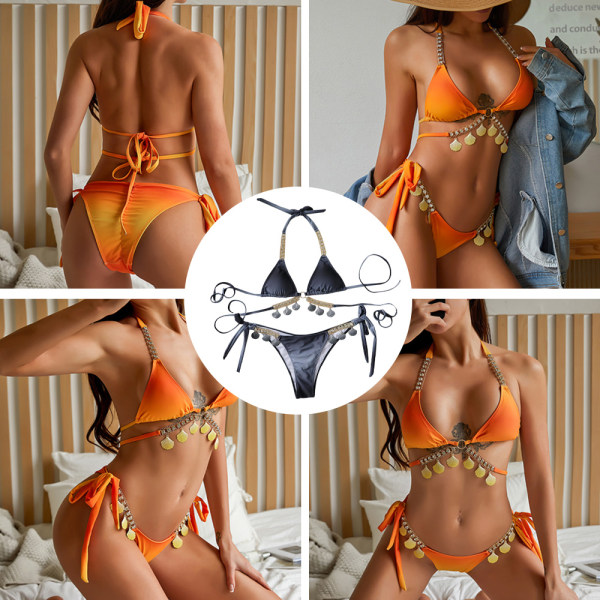 Sexig Bikini Kristall Triangel Bikinigrimma för kvinnor
