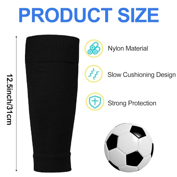 2 par Fotbollsstrumpa ärmar, Fotbollsstrumpa ärmar Shin Guard ärmar, ärmar Team Ben Sock Sleeve Passar ärmar Svart för barn Fotbollsspel