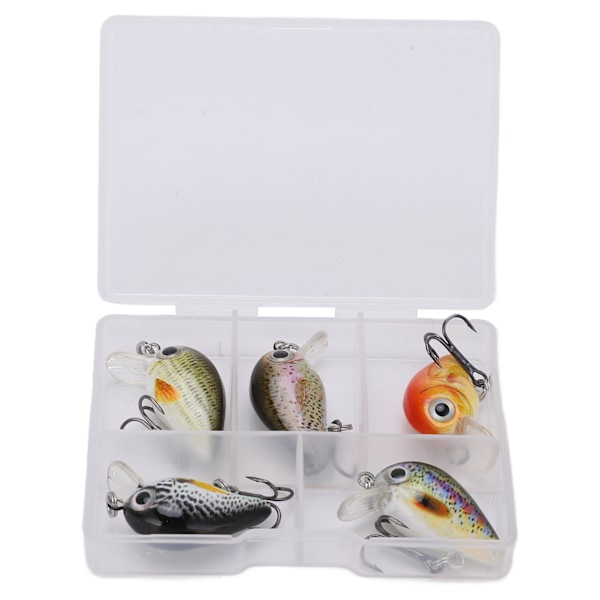 5 st Mini Fiskebeten Crankbait Realistiska Fiske Hårda Beten Kit med Låda för Havsvatten och Färskvatten Typ 2