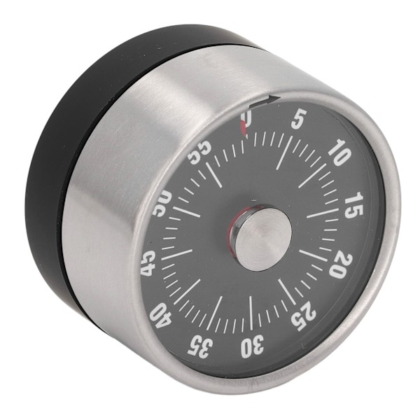 Mekanisk timer för matlagning, högt larmljud, rostfri stålram, batterifri drift, multifunktionell användning, magnetisk design för optimal placering