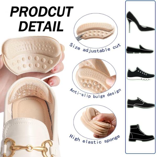 4 Par Komfort Häl Anti-Halk Pads & Fyllningspads, Speciellt Utformade För Lösa Skor, Unisex Hälskyddspads, Självhäftande Hälgrepp