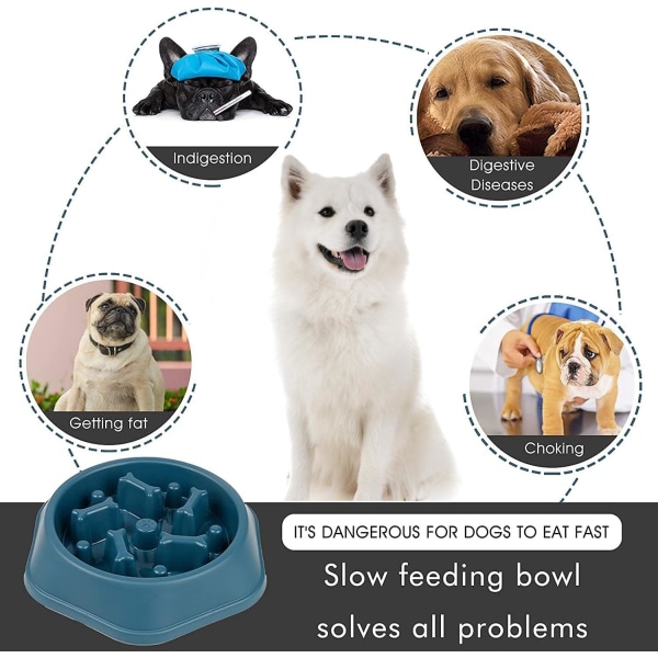 Långsam matningsskål för hundar, långsam matningsskål, anti-glupsk matskål för hundkatt, främjar hälsosam ätning och långsam matsmältning (rosa)