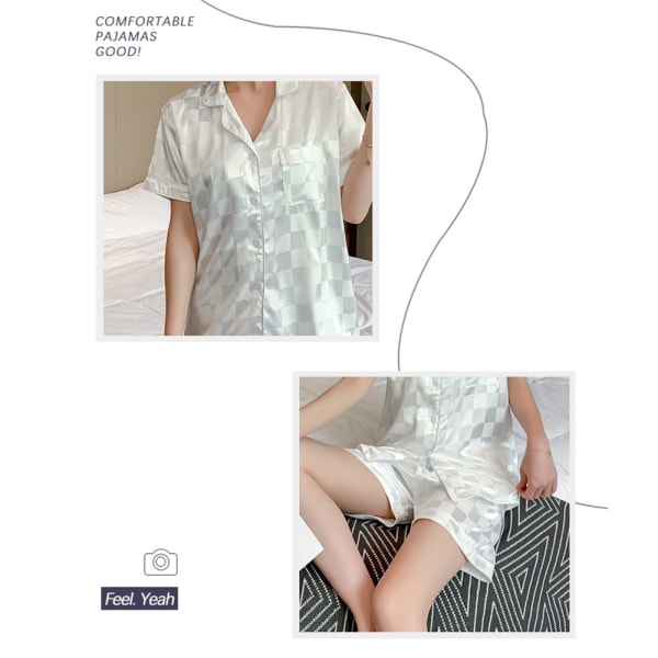 Ice Silk Pyjamas Kvinnors vår/sommar kortärmade shorts Set