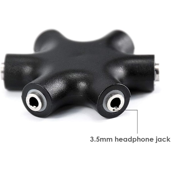 Multi-Headset Hub, Portabel 3,5 mm Hörlursdelare Adapter, Stereo Audio för Samtidig Anslutning av Flera Enheter