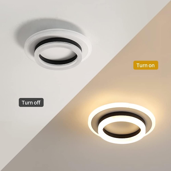 Rund LED-taklampa, 20W modern designkrona, 3000K akrylmetalltaklampor lämpliga för badrum, sovrum, kök, vardagsrum, matsal