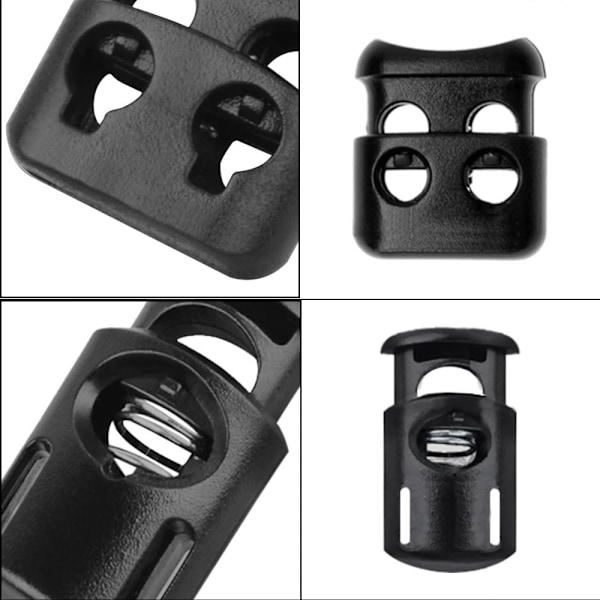 FineGood 20-pack sladdproppar, sladdklämma för rep, fjäderlås för rep, 10 st Sing, 10 st dubbla svarta