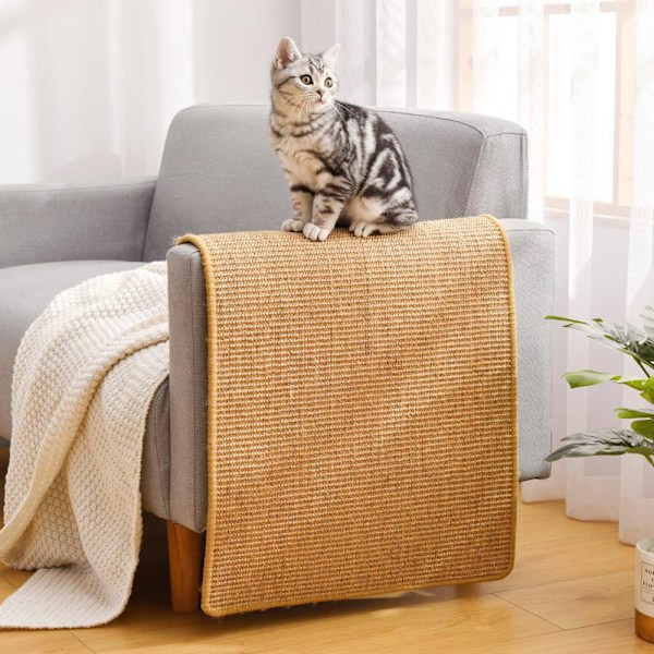 Ultimat Klöslösning, Kemikaliefri Naturlig Sisalmatta för Innekatter, Multifunktionell Användning med Stabil Design, Självhäftande Baksida för Möbler