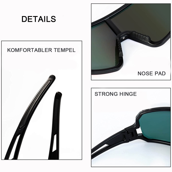 Polariserade cykelglasögon för män och kvinnor, UV400 cykelglasögon - Sportglasögon för cykel, baseboll, löpning, MTB