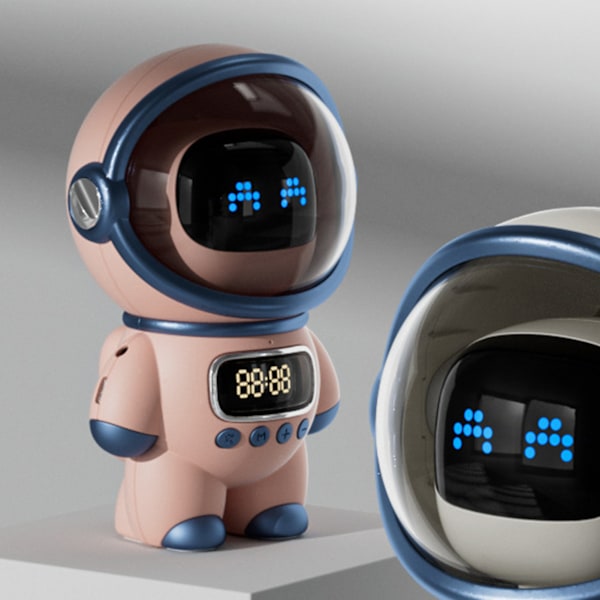 Astronaut Speaker AI Intelligent Voice Bluetooth Speaker Klocka Liten Nattlampa Födelsedagspresent Rosa