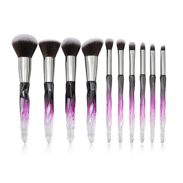 Sminkborstar Crystal Handle Set,10 ST Crystal Transparent Handle Kabuki Powder Foundation Brush Concealer Eye Shadow Eyeliner Ögonbrynsborste