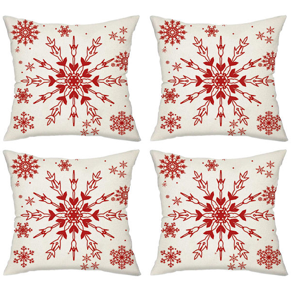 4 st Julkuddar Snöflinga Älg Julgran Julkuddfodral