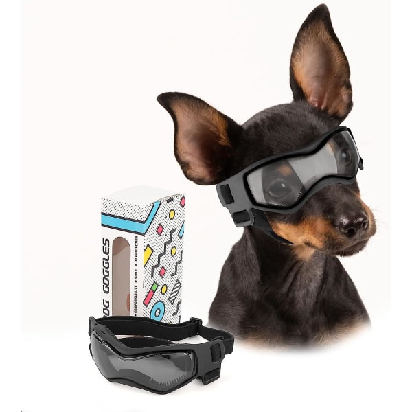 Hundglasögon liten ras, hundsolglasögon för små raser Uv-skyddsglasögon för liten hund utomhuskörning, svart