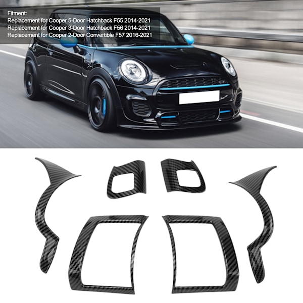 6 st Kolfiber-Stil Instrumentbräda Luftventil Skydd Trim för Cooper Hatchback F55 F56 F57 2014‑2021