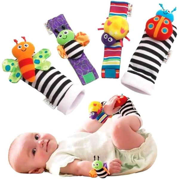 Baby Leksaker Skallerstrumpor Söta djur Spädbarn Baby Baby Handledsskaller och fotsökare Set