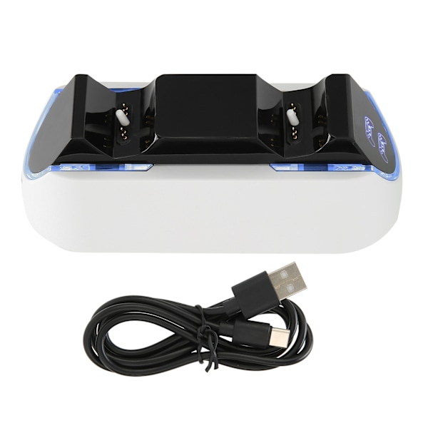 Ps5 Kontroll Laddningsstation, Ps5 Tillbehör Med Snabb Laddning För Dualsense & Edge Kontroller, LED-Indikatorer & Unik Design, Blått Ambient Ljus