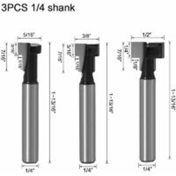 6mm T-spårfräsar, Fräsar T-spårfräsar, 3st (8/9.52/12.7mm) BstD0dX2P0