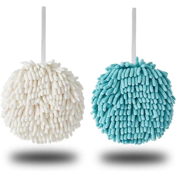 Luddig bollhandduk (2-pack) - Torka händerna direkt bekvämt med detta kreativa badhandduksset Dekorativa handdukar för badrum (2-pack)